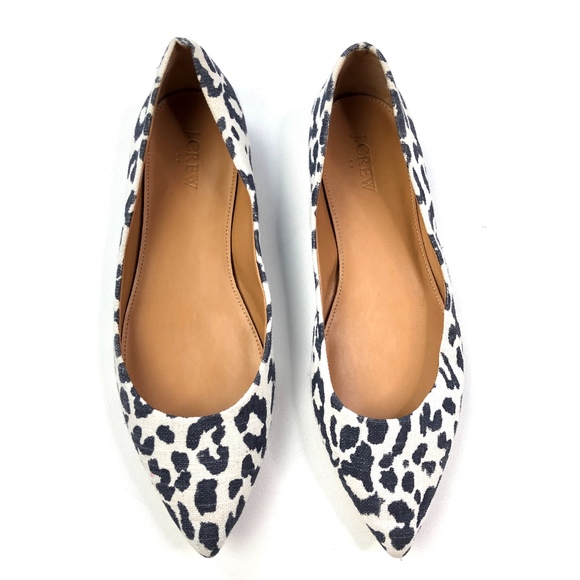 J. Crew Shoes - J Crew | Leopard Pointed Toe Canvas Flat